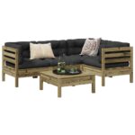 Provira 5-delige Loungeset met kussens geïmpregneerd grenenhout