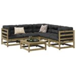 Provira 6-delige Loungeset met kussens geïmpregneerd grenenhout