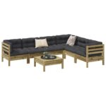 Provira 7-delige Loungeset met kussens geïmpregneerd grenenhout