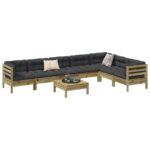 Provira 8-delige Loungeset met kussens geïmpregneerd grenenhout