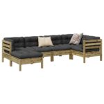Provira 6-delige Loungeset met kussens geïmpregneerd grenenhout