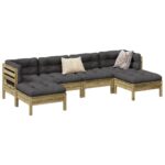 Provira 6-delige Loungeset met kussens geïmpregneerd grenenhout