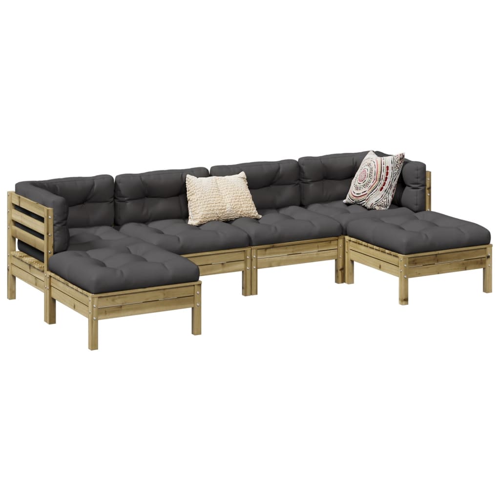 8721102902253_m_en_hd_1 Provira 6-delige Loungeset met kussens geïmpregneerd grenenhout - Image 1