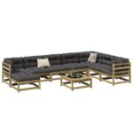 Provira 9-delige Loungeset met kussens geïmpregneerd grenenhout