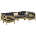 Provira 6-delige Loungeset met kussens geïmpregneerd grenenhout