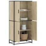 Provira Hoge kast 68x35x139 cm bewerkt hout sonoma eikenkleurig