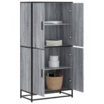 Provira Hoge kast 68x35x139 cm bewerkt hout grijs sonoma eikenkleurig
