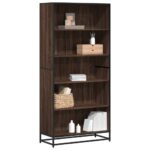 Provira Boekenkast 80,5x35x170,5 cm bewerkt hout bruin eikenkleurig