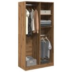 Provira Kledingkast 100x50x200 cm bewerkt hout artisanaal eikenkleurig