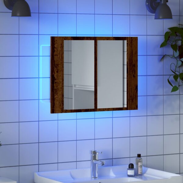 Provira Spiegelkast LED 60x12x45 cm bewerkt hout oud houtkleurig