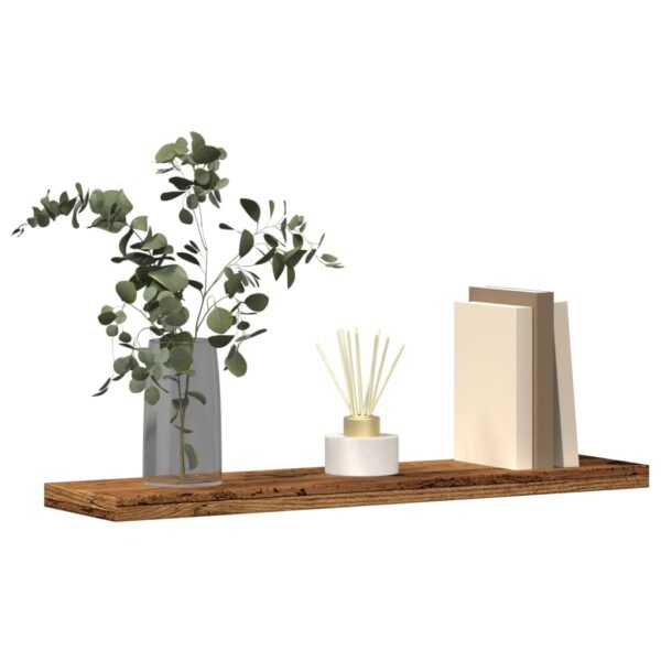 Provira Wandschappen 4 st 40x10x1,5 cm bewerkt hout oud houtkleurig