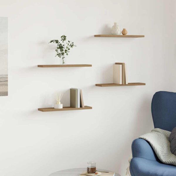 Provira Wandschappen 4 st 40x10x1,5 cm bewerkt hout artisanaal eiken