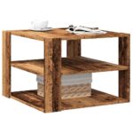 Provira Salontafel 58x58x40 cm bewerkt hout oud houtkleurig