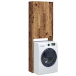 Provira Wasmachinekast 64x25,5x190 cm oud houtkleurig