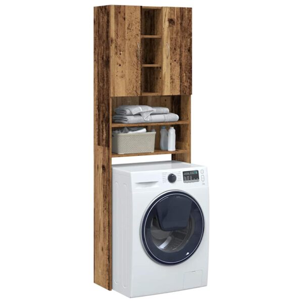 Provira Wasmachinekast 64x25,5x190 cm oud houtkleurig