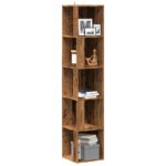 Provira Hoekkast 33x33x165 cm bewerkt hout oud houtkleurig