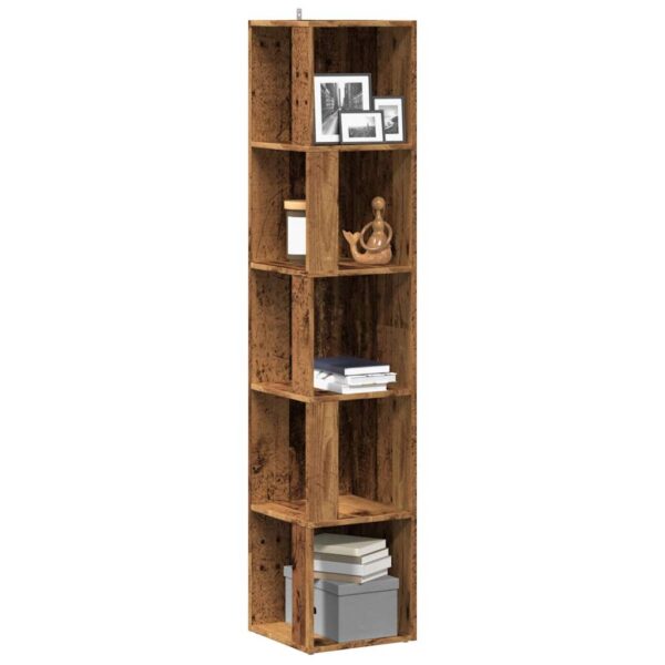 Provira Hoekkast 33x33x165 cm bewerkt hout oud houtkleurig