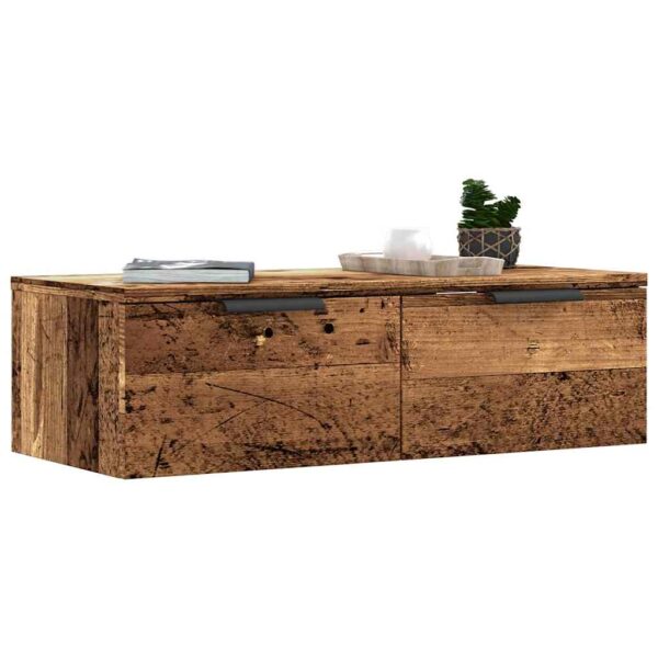 Provira Wandkast 68x30x20 cm bewerkt hout oud houtkleurig