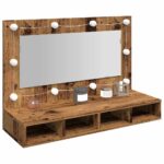 Provira Spiegelkast met LED-verlichting 90x31,5x62 cm oud houtkleurig