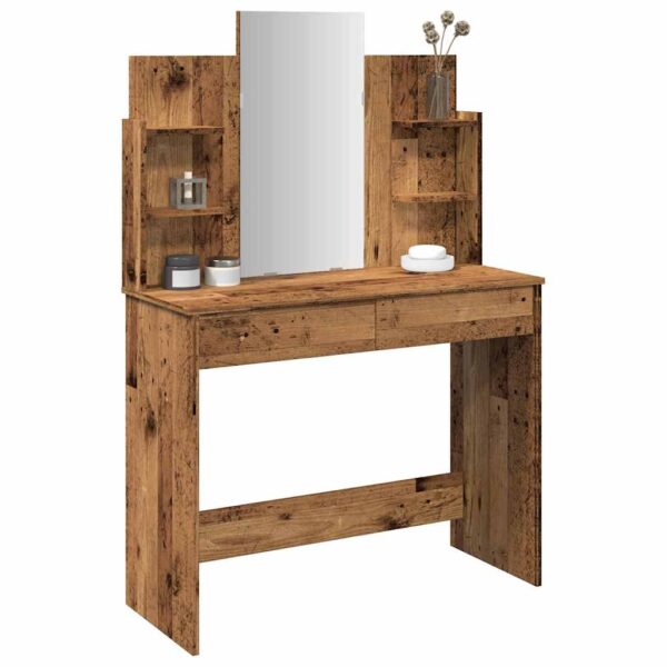 Provira Kaptafel met spiegel 96x39x142 cm oud houtkleurig