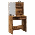 Provira Kaptafel met LED-verlichting 74,5x40x141 cm oud houtkleurig