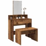 Provira Kaptafelkruk 70x35x45 cm bewerkt hout oud houtkleurig