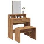 Provira Kaptafelkruk 70x35x45 cm bewerkt hout artisanaal eikenkleur