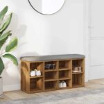 Provira Schoenenbank 102x32x50 cm bewerkt hout artisanaal eikenkleur