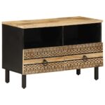 Provira Tv-meubel 70x33,5x46 cm massief ruw mangohout zwart