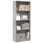 Provira Boekenkast 60x24x143 cm bewerkt hout betongrijs