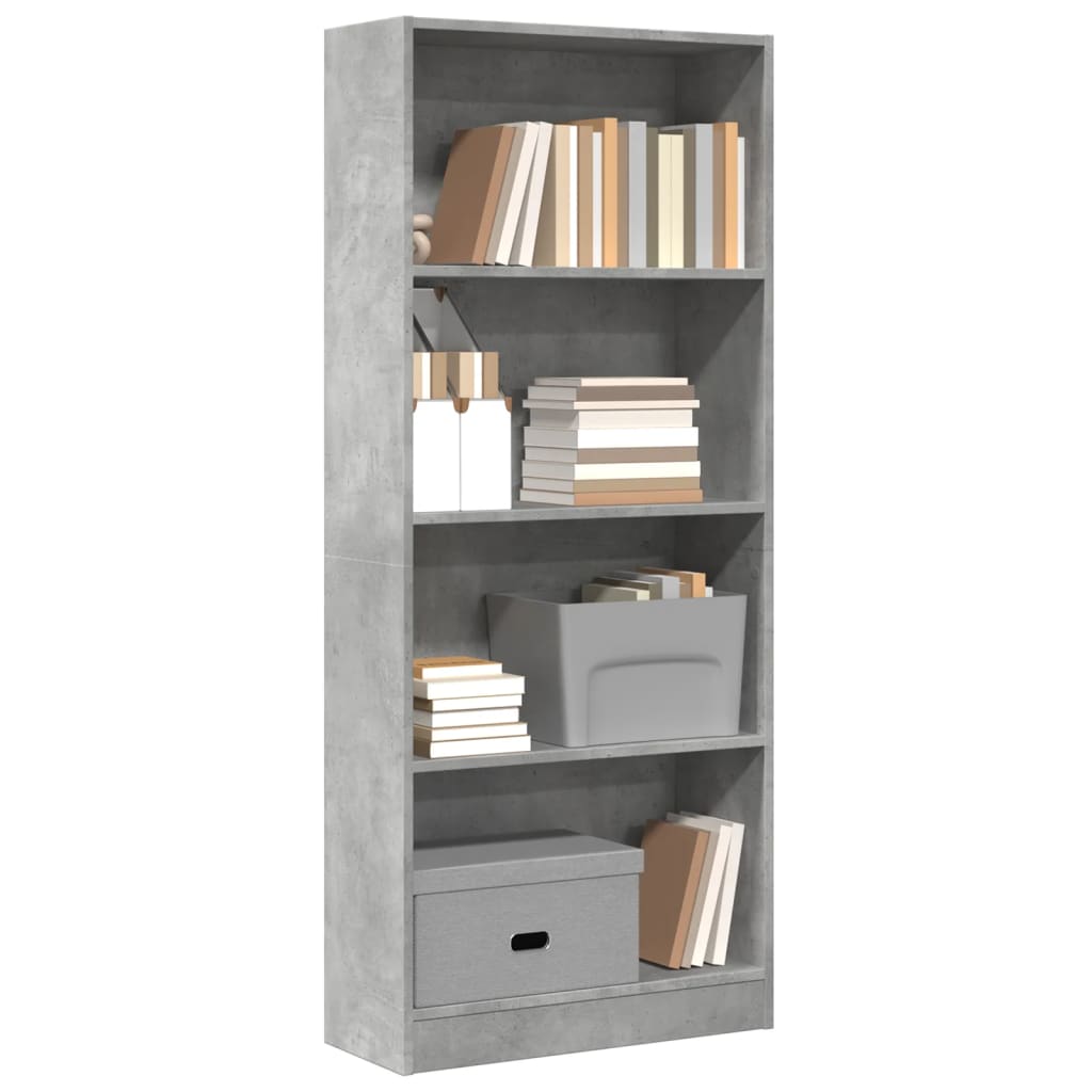 8721158507235_m_en_hd_1 Provira Boekenkast 60x24x143 cm bewerkt hout betongrijs - Image 1