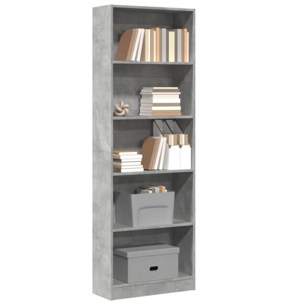 Provira Boekenkast 60x24x176 cm bewerkt hout betongrijs