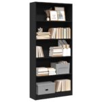 Provira Boekenkast 80x24x176 cm bewerkt hout zwart
