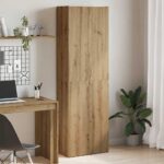 Provira Hoge kast 60x32x190 cm bewerkt hout artisanaal eikenkleur