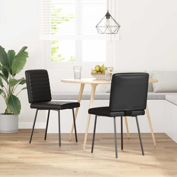 Provira Eetkamerstoelen 2 st kunstleer zwart