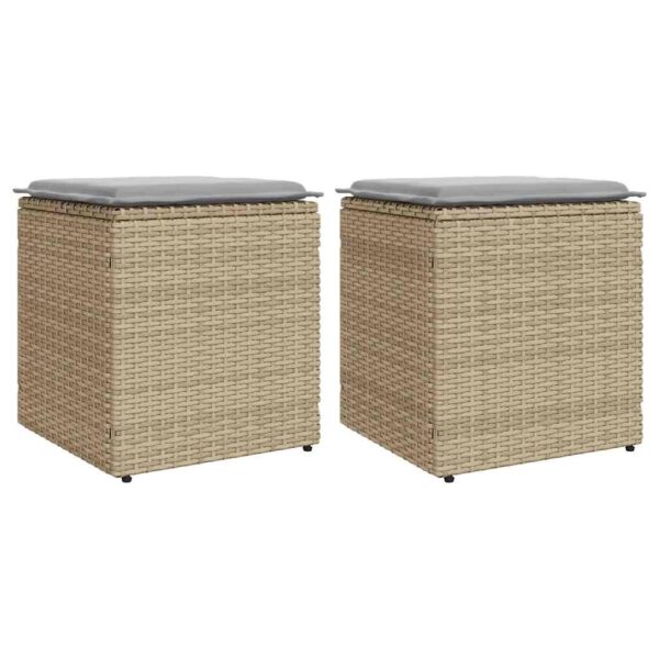 Provira Tuinkrukken met kussens 2 st 40x40x43 cm poly rattan beige