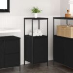 Provira Badkamermeubel met planken 36x35x95 cm zwart eikenkleurig