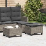 Provira Tuinkrukken met kussens 2 st 55x55x36 cm poly rattan grijs