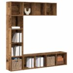 Provira Boekenkasten 3 st bewerkt hout oud houtkleurig