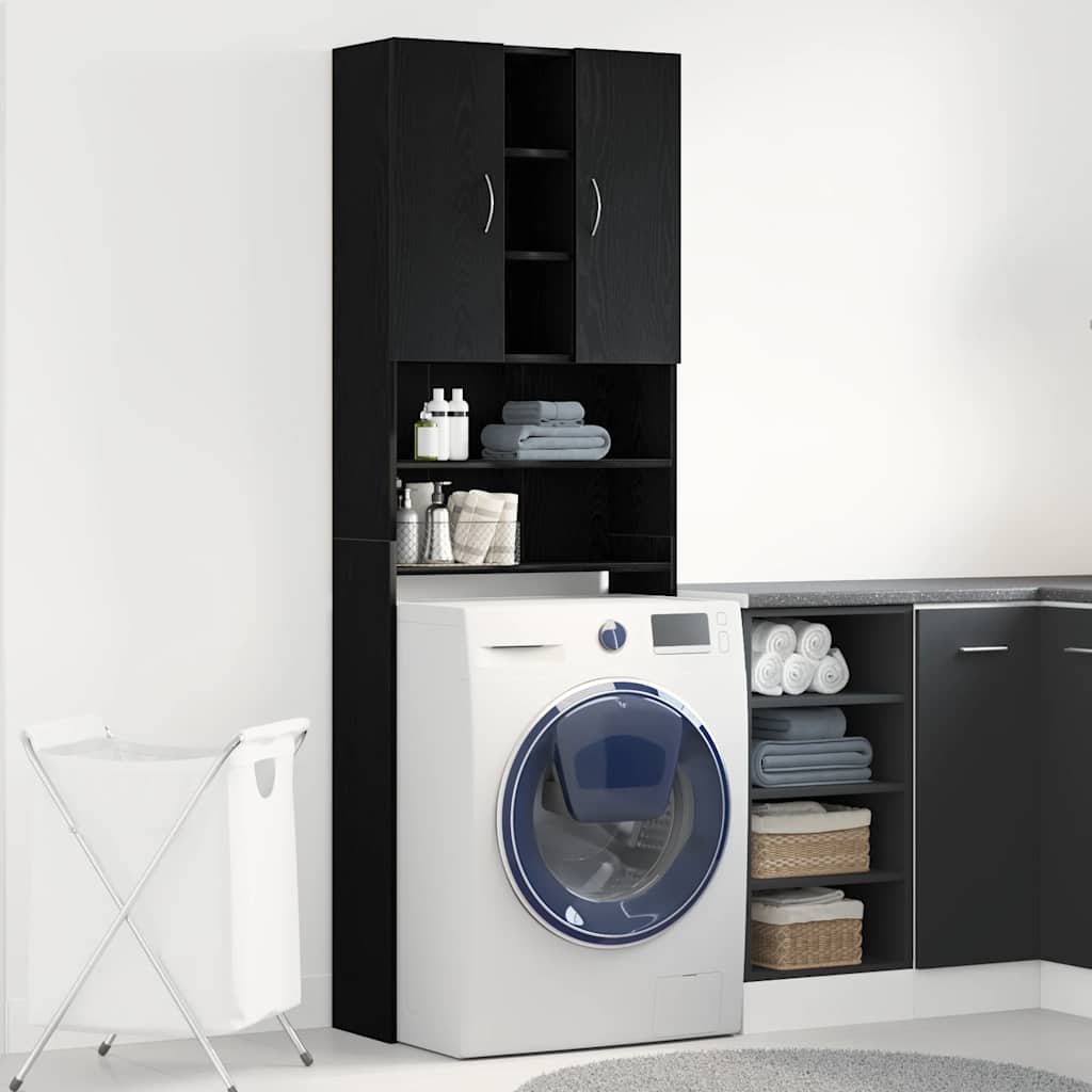 8721158724717_m_en_hd_1 Provira Wasmachinekast 64x25,5x190 cm zwart eikenkleur - Image 1
