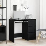 Provira Bureau 90x45x76 cm spaanplaat zwart eikenkleurig